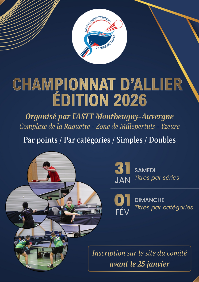 Championnat d'Allier 2026-31/01 et 01/02 à La Raquette