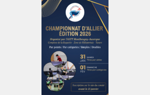 Championnat d'Allier 2026-31/01 et 01/02 à La Raquette