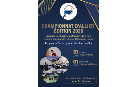 Championnat d'Allier 2026-31/01 et 01/02 à La Raquette