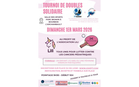 Tournoi double solidaire Bourbon le 01/03/2026